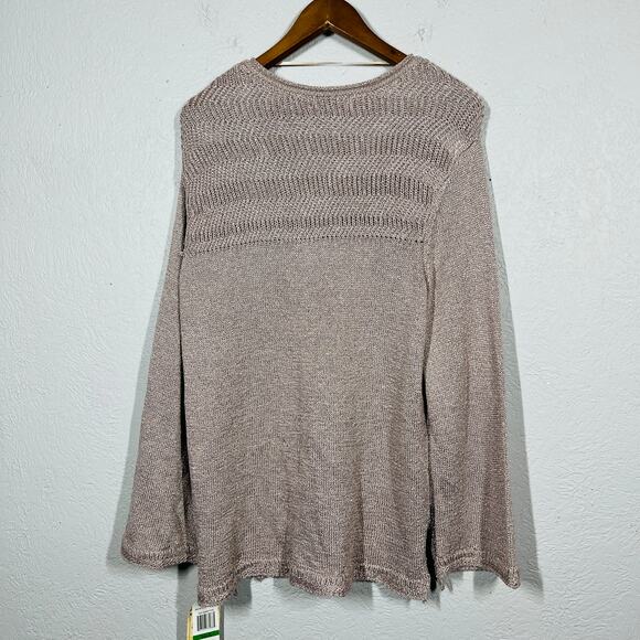 NEW! Democracy Y2K Metallic Sweater V Neck Loose Fit 2004 Mauve Pink - L - Picture 5 of 6